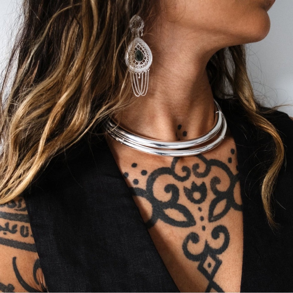 Azadi Adornments Silver Alchemy Choker Set Small and Medium